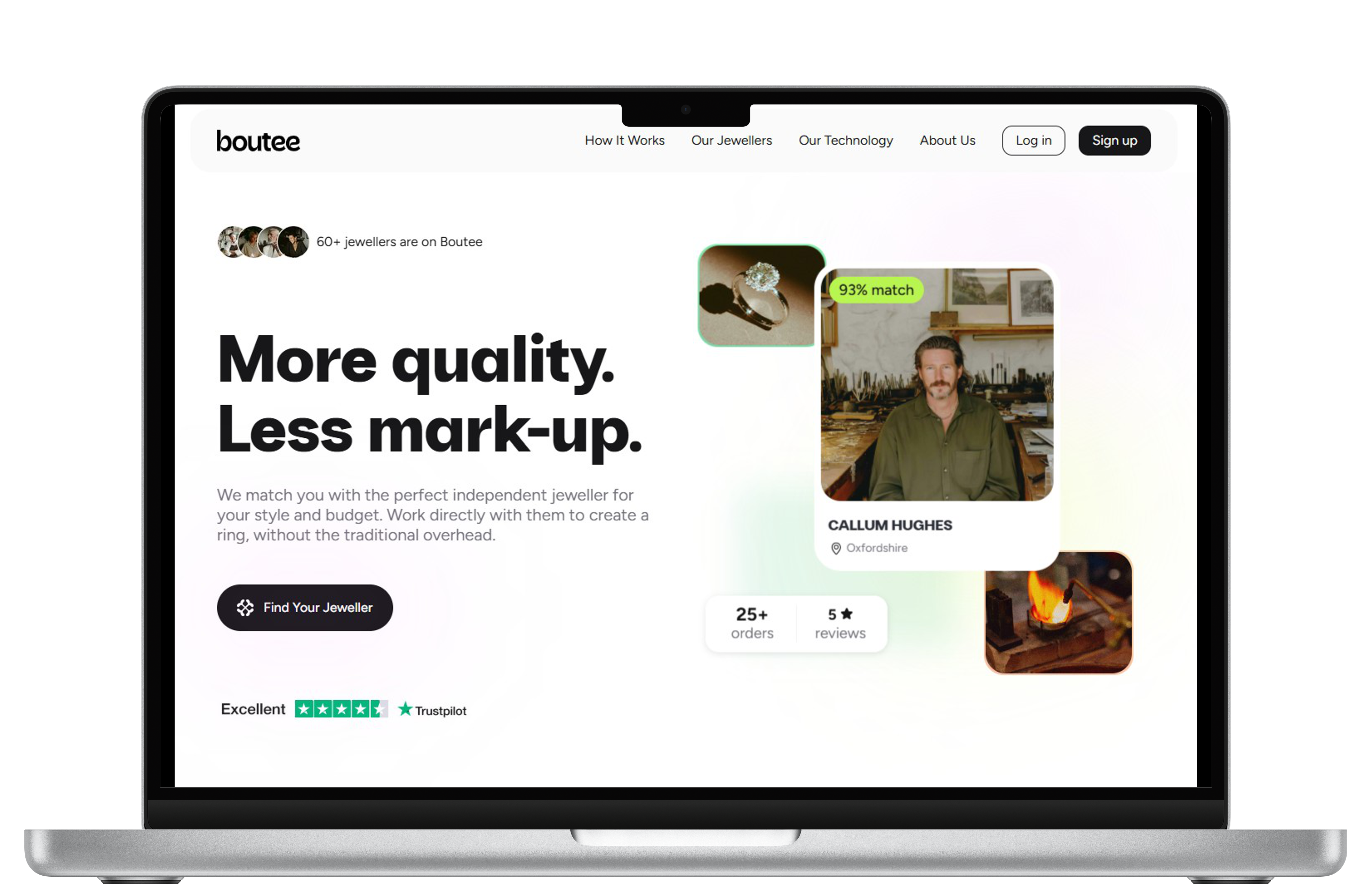 Screenshot of the Boutee homepage powered by StyleMind